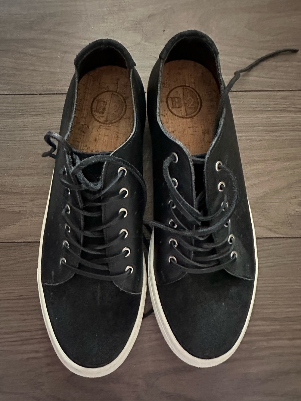 Men's Black Suede Lace-Up Sneakers with White Sole